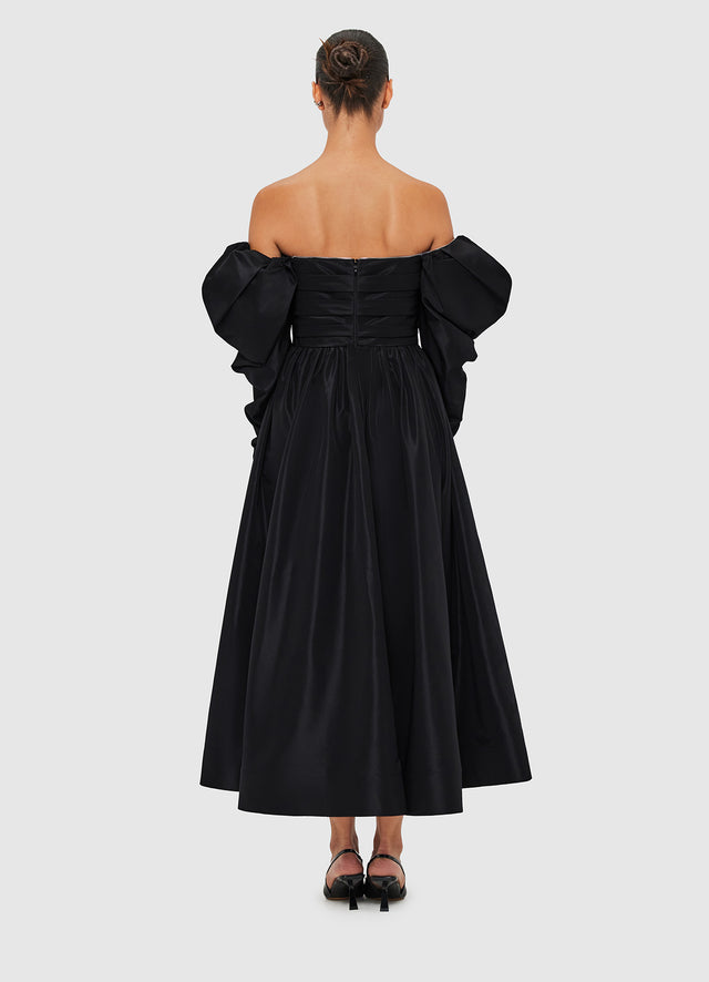 Exclusive Leo Lin Madison Bustier Midi Dress - Ebony