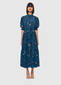 Exclusive Leo Lin Ellie Bishop Sleeve Midi Dress - Celestial Print