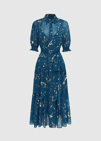 Exclusive Leo Lin Ellie Bishop Sleeve Midi Dress - Celestial Print