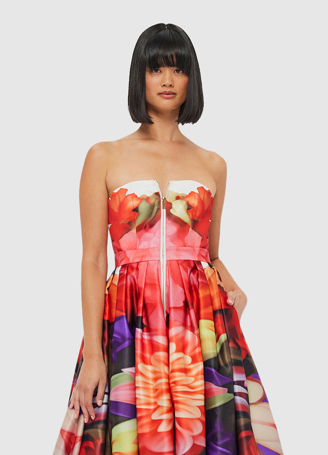 Norine Bustier Midi Dress - Kaleidoscope Print