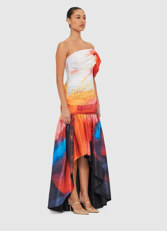 Exclusive Leo Lin Elsa One Shoulder Gown - Reminiscence Print