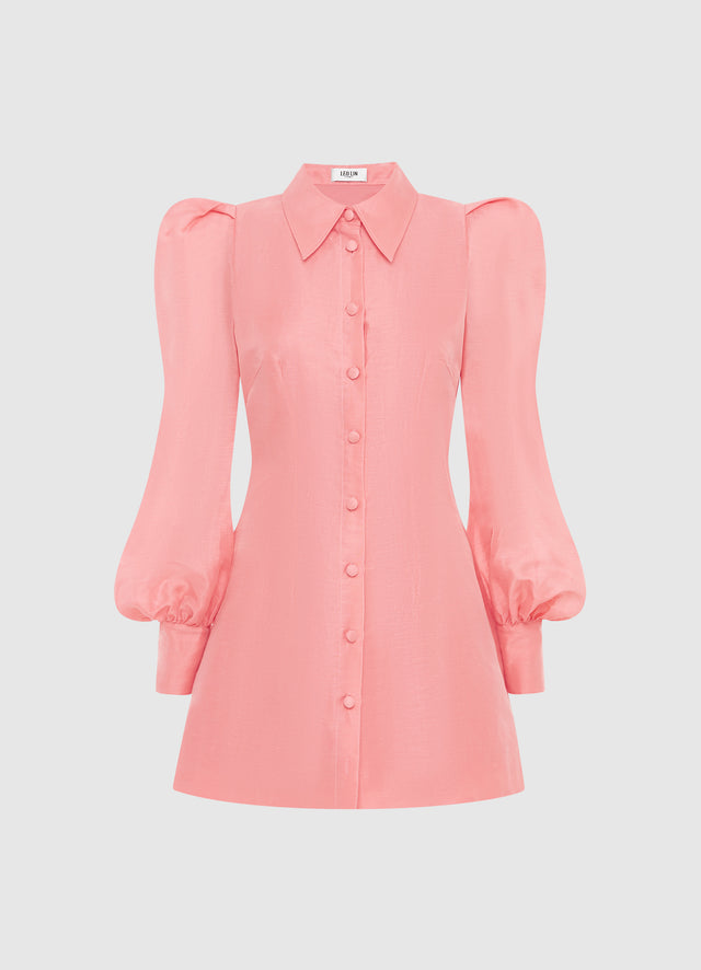 Exclusive Leo Lin Lana Structured Shoulder Mini Dress - Strawberry Pink