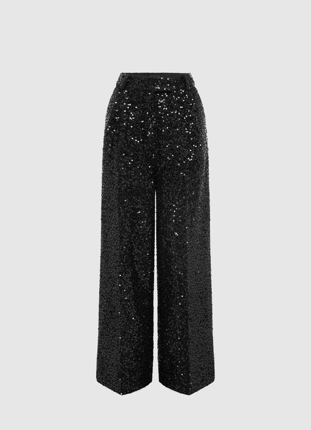 Exclusive Leo Lin Greta Sequin Pants in Onyx