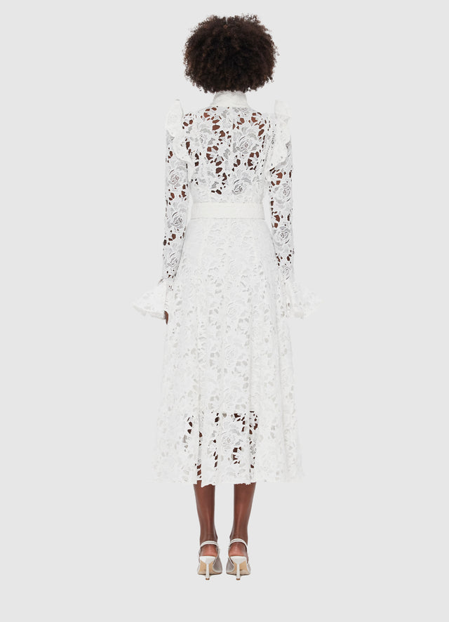 Exclusive Leo Lin Aliyah Lace Butterfly Sleeve Midi Dress - Snow