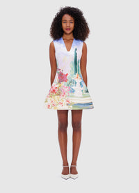 Exclusive Leo Lin Briana V Neck Mini Dress - Jardin Print
