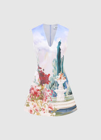 Exclusive Leo Lin Briana V Neck Mini Dress - Jardin Print