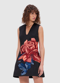 Exclusive Leo Lin Briana V Neck Mini Dress - Rose Print