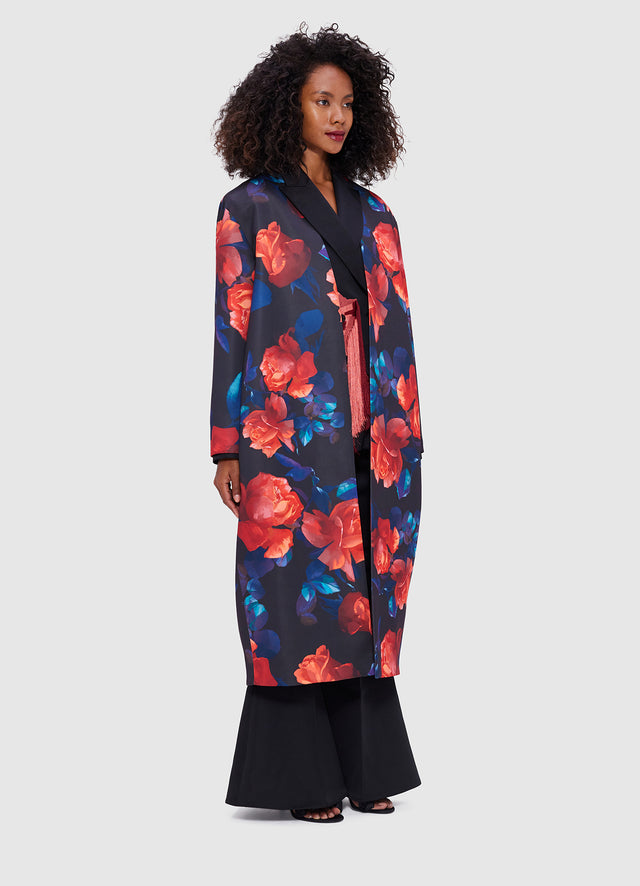 Exclusive Leo Lin Zina Cocoon Coat - Rose Print