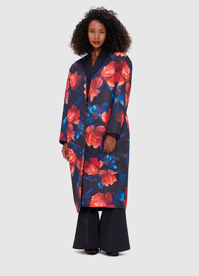 Exclusive Leo Lin Zina Cocoon Coat - Rose Print