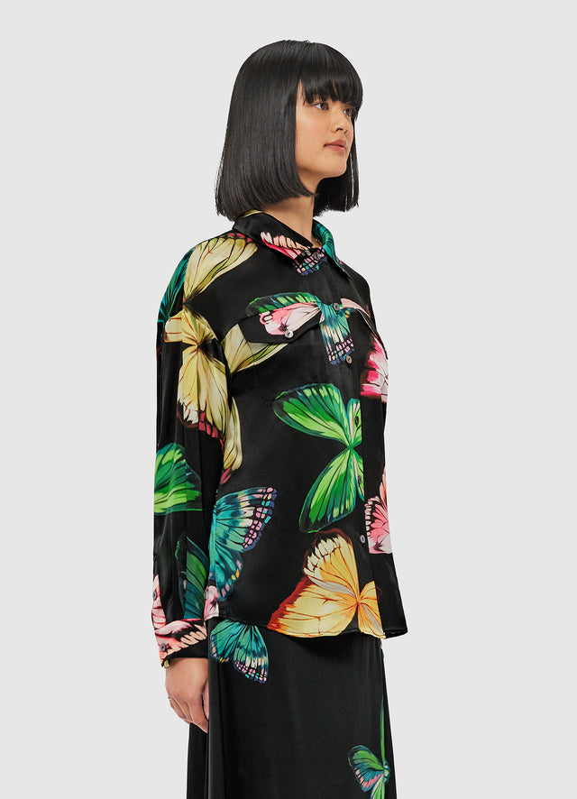 Exclusive Leo Lin Mariella Blouse - Papillon Print in Black