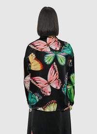 Exclusive Leo Lin Mariella Blouse - Papillon Print in Black