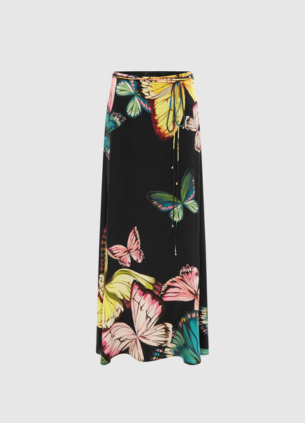 Exclusive Leo Lin Camila Maxi Skirt - Papillon Print in Black