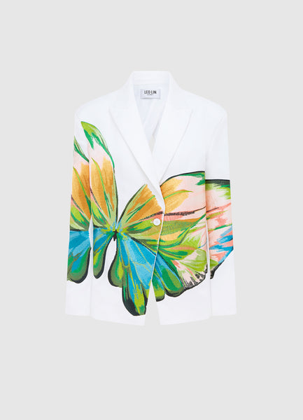 Exclusive Leo Lin Jocelyn Embroidered Split Blazer - Papillon Print