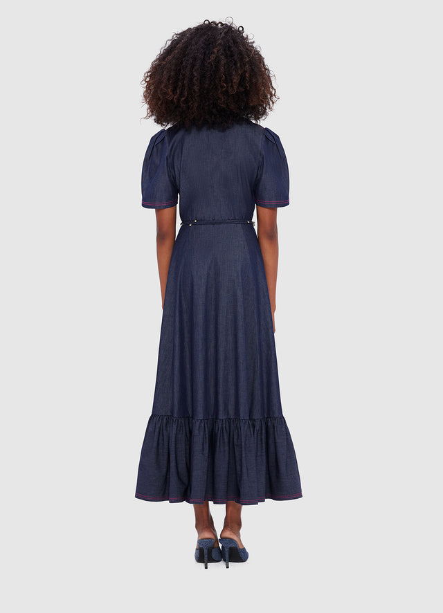 Exclusive Leo Lin Roberta Denim Midi Dress - Indigo