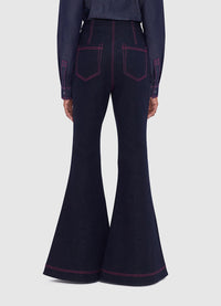 Exclusive Leo Lin Maya Denim Flared Pants  - Indigo