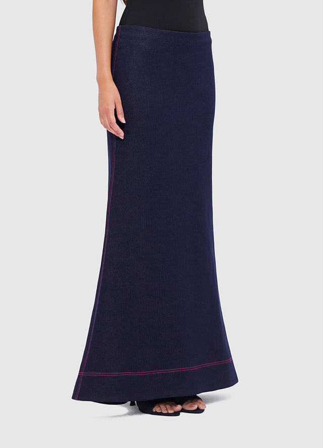 Exclusive Leo Lin Roxanne Denim Maxi Skirt - Indigo