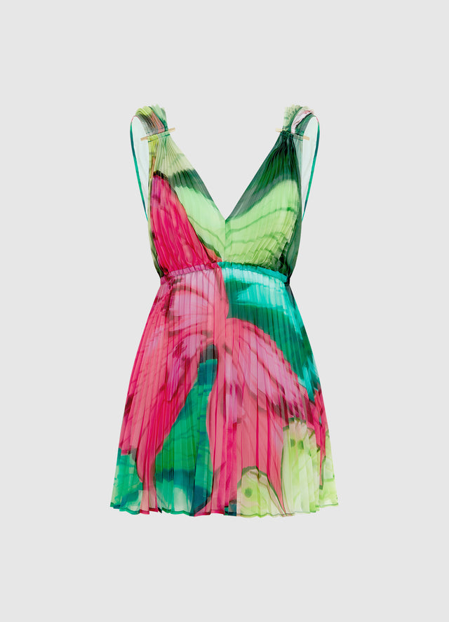 Exclusive Leo Lin Eliana Mini Dress - Papillon Print in Green