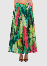 Exclusive Leo Lin Winona Midi Skirt - Papillon Print in Green