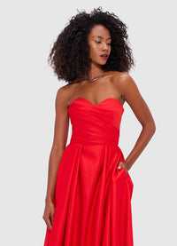 Exclusive Leo Lin Jessica Bustier Gown - Red