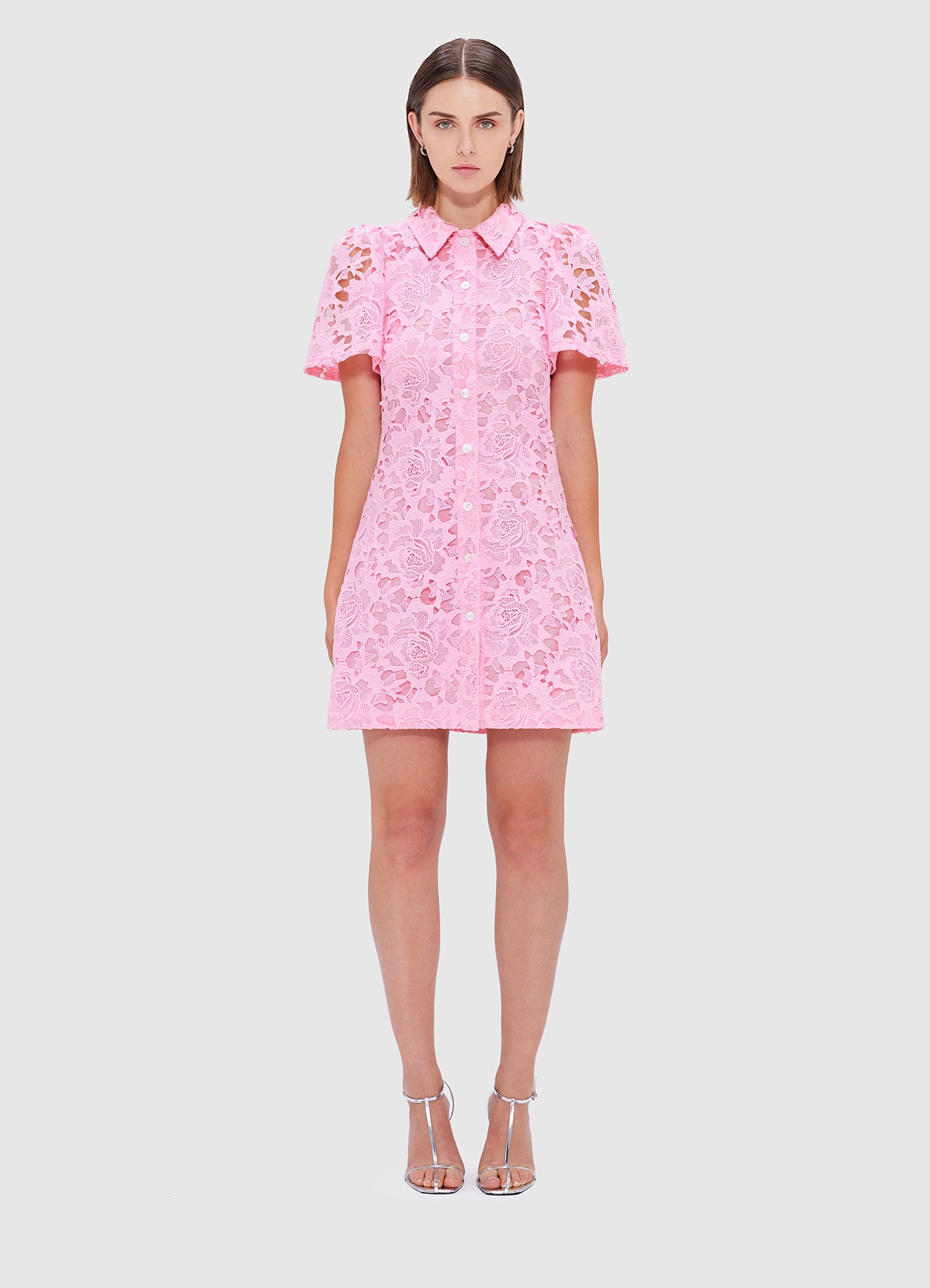 Brooke Lace Shirt Sleeve Mini Dress - Candy Pink | LEO LIN® Official ...