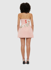 Exclusive Leo Lin Rosario Appliqué Bustier Mini Dress - Peony Print