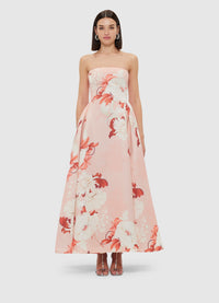 Exclusive Leo Lin Nora Bustier Maxi Dress - Peony Print