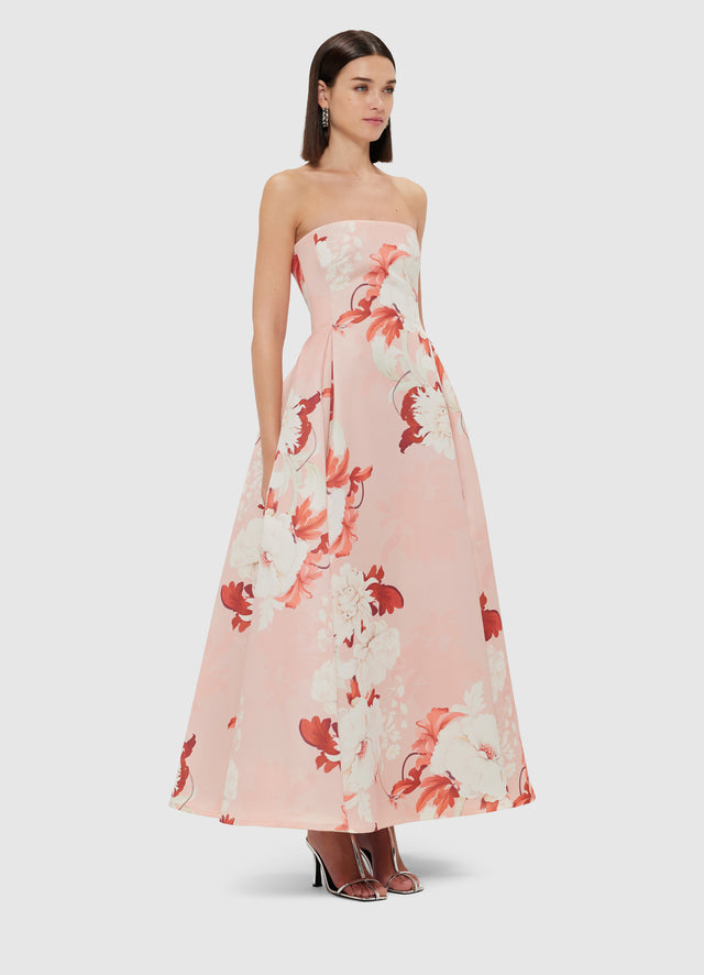 Exclusive Leo Lin Nora Bustier Maxi Dress - Peony Print