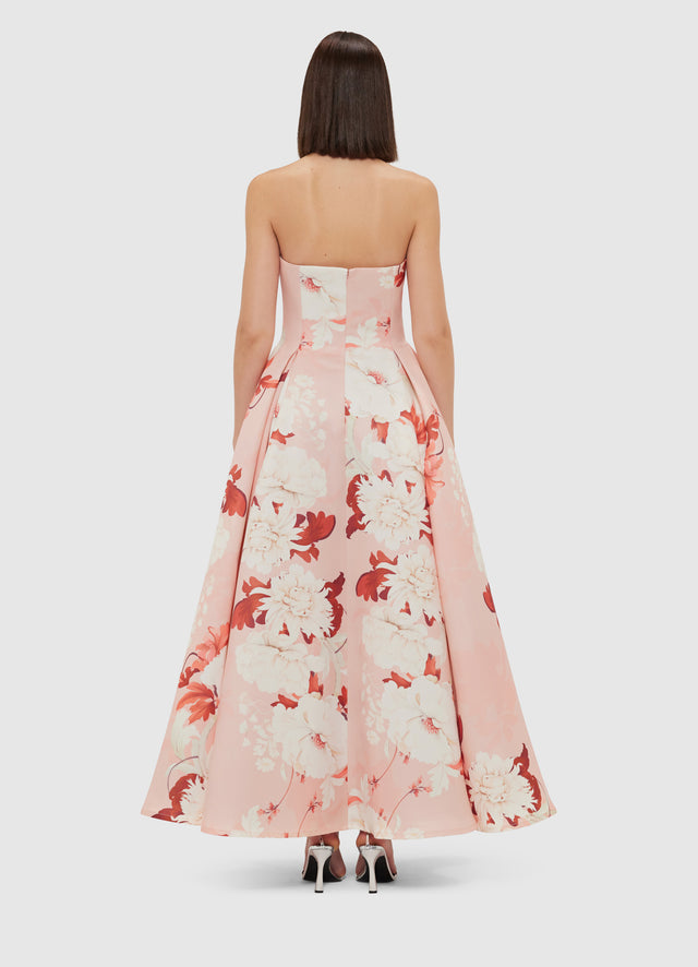 Exclusive Leo Lin Nora Bustier Maxi Dress - Peony Print