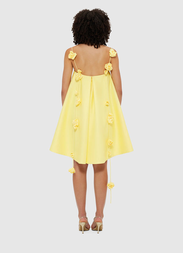 Exclusive Leo Lin Fiona Rose Mini Dress - Sorbet Yellow