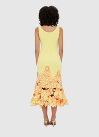 Exclusive Leo Lin Emily Appliqué Midi Dress - Sorbet Yellow