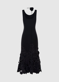 Exclusive Leo Lin Emily Appliqué Midi Dress - Ebony