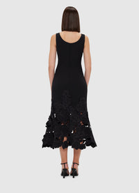 Exclusive Leo Lin Emily Appliqué Midi Dress - Ebony