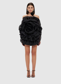 Exclusive Leo Lin Bloom Rose Mini Dress - Ebony