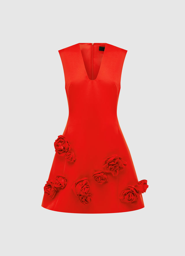 Exclusive Leo Lin Briana V Neck Mini Dress - Scarlet