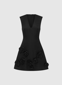 Briana V Neck Mini Dress - Ebony