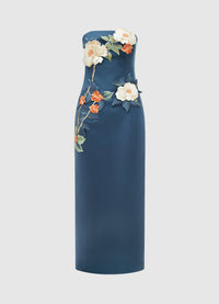 Exclusive Leo Lin Rayna Appliqué Floral Bustier Maxi Dress - Pear Blossom