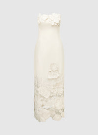 Exclusive Leo Lin Rayna Appliqué Bustier Maxi Dress - Vanilla