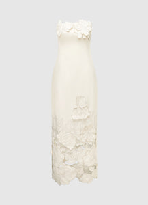 Rayna Appliqué Bustier Maxi Dress - Vanilla