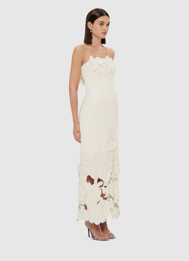 Exclusive Leo Lin Rayna Appliqué Bustier Maxi Dress - Vanilla