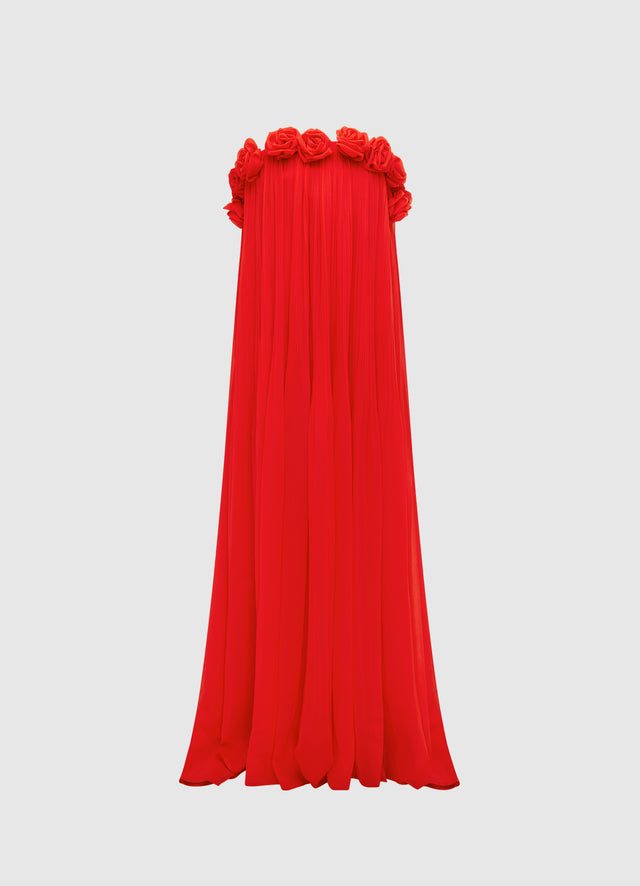 Exclusive Leo Lin Camilla Draped Floor Length Dress - Scarlet