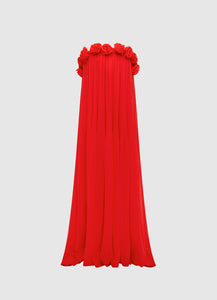 Camilla Draped Floor Length Dress - Scarlet