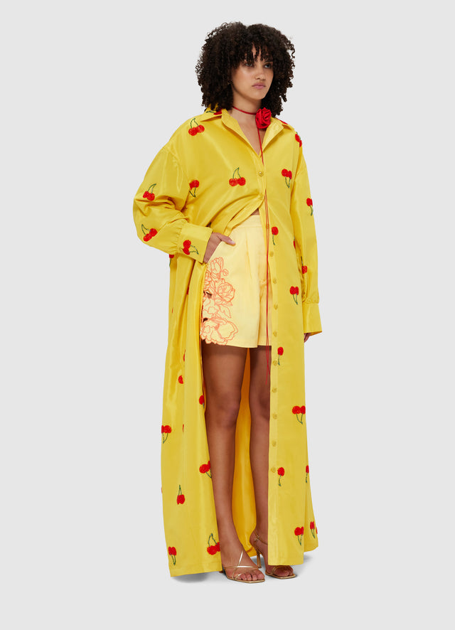 Exclusive Leo Lin Madeline Embellished Coat Dress - Cherry Beading