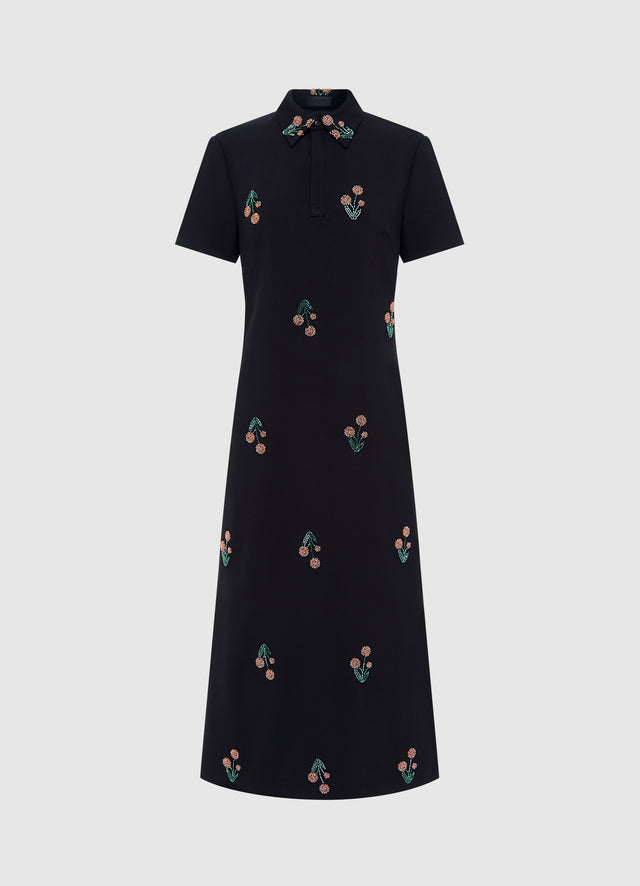 Exclusive Leo Lin Nadene Embellished  Shirt Midi Dress - Wildflower Beading