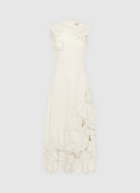 Exclusive Leo Lin Cleo Appliqué Sleeveless Midi Dress - Vanilla