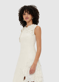 Exclusive Leo Lin Cleo Appliqué Sleeveless Midi Dress - Vanilla