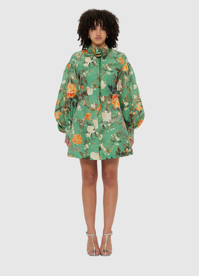 Exclusive Leo Lin Juliana Shirt Mini Dress - Camelia Print