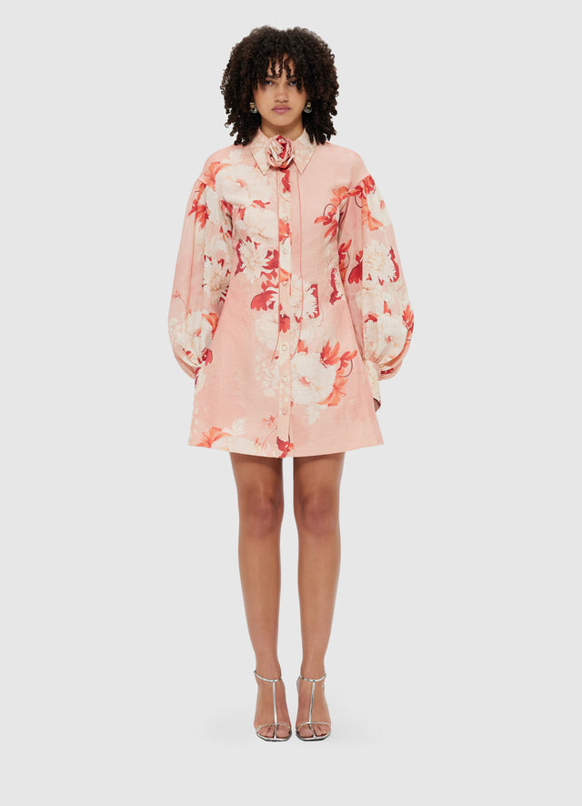 Exclusive Leo Lin Juliana Shirt Mini Dress - Peony Print