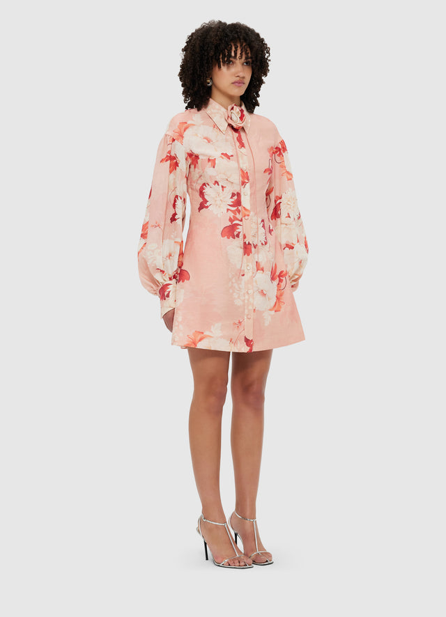 Exclusive Leo Lin Juliana Shirt Mini Dress - Peony Print