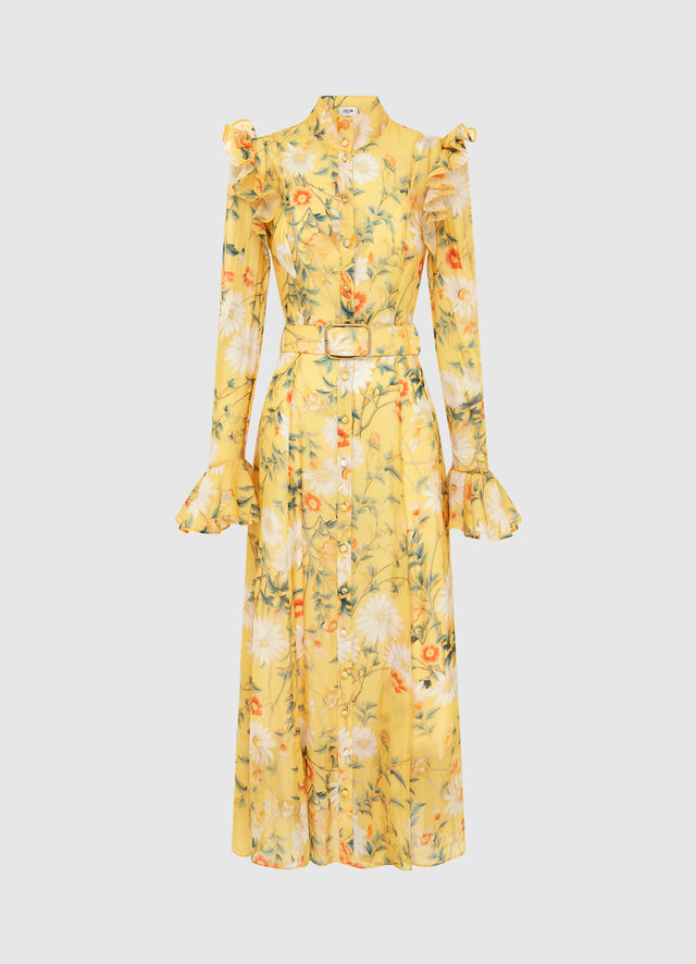 Exclusive Leo Lin Katrina Butterfly Sleeve Midi Dress - Daisy Print