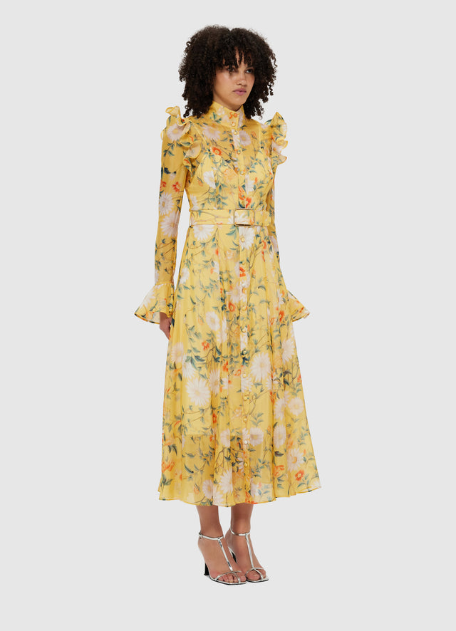 Exclusive Leo Lin Katrina Butterfly Sleeve Midi Dress - Daisy Print